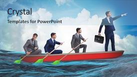  Presentation with rowing - Presentation theme with team of businessmen in teamwork background and a light blue colored foreground