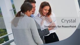  Presentation with team working together - Presentation design enhanced with team-of-businesspeople-working-together background and a light gray colored foreground