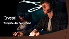  Presentation with tournament - Slide deck featuring team-of-concentrated-gamers background and a black colored foreground