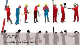  Presentation with global team workers - Colorful theme enhanced with team of construction workers photoshop backdrop and a light gray colored foreground