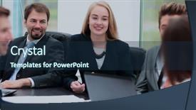  Presentation with team discussion - Presentation theme consisting of team of coworkers making great background and a  colored foreground