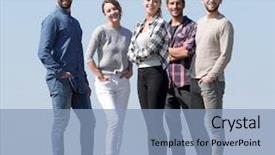  Presentation with multiracial team of young doctors stacking hands - Audience pleasing presentation consisting of team of creative young people backdrop and a light blue colored foreground