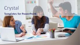  Presentation with interior - Amazing theme having team-of-designers-discussing-new backdrop and a sky blue colored foreground