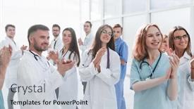  Presentation with ankle joint - Amazing presentation theme having team-of-diverse-doctors-applauding backdrop and a lemonade colored foreground