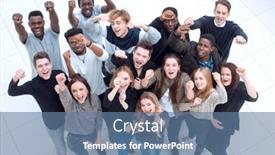  Presentation with diverse people - Slides having team-of-diverse-young-people background and a ocean colored foreground