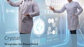  Presentation with diagnostics - Beautiful slide deck featuring team-of-doctor-in-remote backdrop and a light blue colored foreground