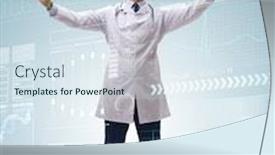  Presentation with diagnostics - Slide set featuring team-of-doctor-in-remote background and a sky blue colored foreground