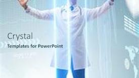  Presentation with diagnostics - Amazing PPT theme having team-of-doctor-in-remote backdrop and a sky blue colored foreground