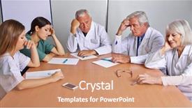  Presentation with nurse team - PPT theme featuring team of doctors and nurse background and a  colored foreground