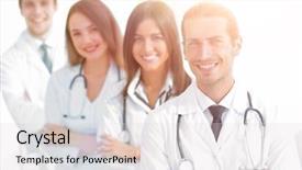  Presentation with team work nursing - Beautiful presentation theme featuring team of doctors and nurses backdrop and a light gray colored foreground
