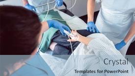  Presentation with nurses - Beautiful slide set featuring team-of-doctors-and-nurses backdrop and a light blue colored foreground