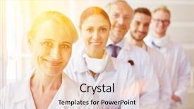  Presentation with nurses - Colorful presentation theme enhanced with team of doctors and nurses at hospital backdrop and a lemonade colored foreground