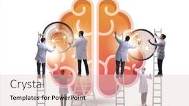  Presentation with human brain - Colorful PPT theme enhanced with team-of-doctors-examining-human backdrop and a lemonade colored foreground