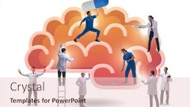  Presentation with human brain - Cool new PPT theme with team-of-doctors-examining-human backdrop and a lemonade colored foreground