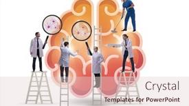  Presentation with human brain - PPT theme having team-of-doctors-examining-human background and a lemonade colored foreground