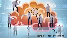  Presentation with human brain - Audience pleasing slide set consisting of team-of-doctors-examining-human backdrop and a light blue colored foreground