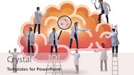  Presentation with human brain - Presentation design featuring team-of-doctors-examining-human background and a lemonade colored foreground