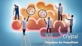  Presentation with human brain - Presentation consisting of team-of-doctors-examining-human background and a teal colored foreground