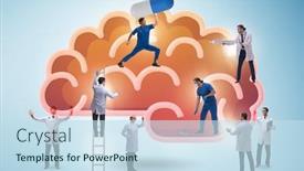  Presentation with human brain - Beautiful presentation design featuring team-of-doctors-examining-human backdrop and a sky blue colored foreground