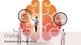  Presentation with human brain - Presentation design having team-of-doctors-examining-human background and a lemonade colored foreground