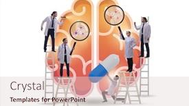  Presentation with human brain - Audience pleasing presentation consisting of team-of-doctors-examining-human backdrop and a lemonade colored foreground