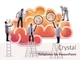  Presentation with brain - Audience pleasing theme consisting of team-of-doctors-examining-human backdrop and a lemonade colored foreground