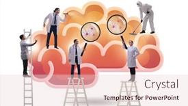  Presentation with brain - Audience pleasing theme consisting of team-of-doctors-examining-human backdrop and a lemonade colored foreground