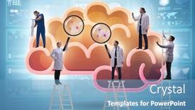  Presentation with human brain - Cool new theme with team-of-doctors-examining-human backdrop and a teal colored foreground