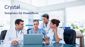  Presentation with nursing - Beautiful PPT layouts featuring team of doctors looking backdrop and a sky blue colored foreground