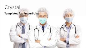  Presentation with face masks - Slide set enhanced with team-of-doctors-with-protective background and a white colored foreground
