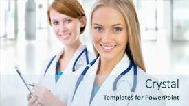 Presentation with team work - Cool new presentation theme with team of doctors backdrop and a  colored foreground