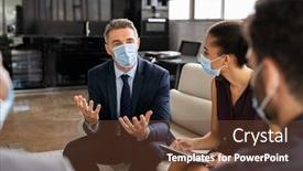  Presentation with new office - Slide set having team-of-entrepreneurs-wearing-protective background and a tawny brown colored foreground