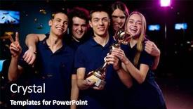  Presentation with video gaming - Cool new PPT layouts with team-of-excited-teenage-participants backdrop and a black colored foreground