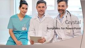  Presentation with staff - PPT layouts enhanced with team-of-experienced-medical-staff background and a soft green colored foreground
