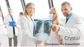  Presentation with lungs - Cool new PPT theme with team-of-experts-doctors-examining backdrop and a soft green colored foreground