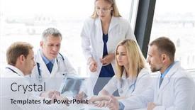  Presentation with lungs - Slide set with team-of-experts-doctors-examining background and a light blue colored foreground