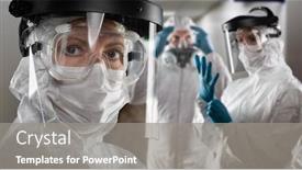  Presentation with nurses - Colorful theme enhanced with team-of-female-and-male backdrop and a gray colored foreground