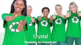  Presentation with environmental pollutions - Slides with team of female environmental activists background and a shamrock green colored foreground