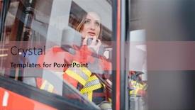  Presentation with fire fighters - Presentation enhanced with team-of-fire-fighters-driving background and a coral colored foreground