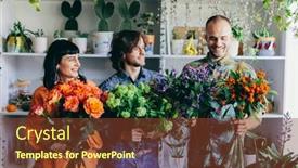  Presentation with spirit - Theme featuring team-of-florist-work background and a tawny brown colored foreground