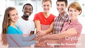  Presentation with unity - PPT layouts enhanced with team-of-friends-showing-unity background and a coral colored foreground