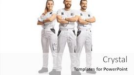  Presentation with white house - Slide set enhanced with team-of-house-painters background and a white colored foreground