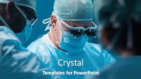  Presentation with high tech technology - PPT layouts consisting of team-of-medical-doctors-performs background and a teal colored foreground