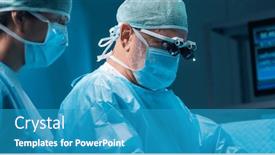  Presentation with high tech technology - Presentation theme enhanced with team-of-medical-doctors-performs background and a teal colored foreground