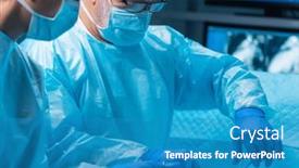  Presentation with high tech technology - Theme consisting of team-of-medical-doctors-performs and a teal colored foreground
