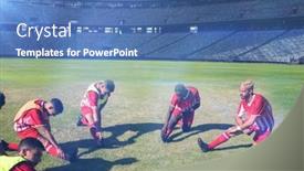  Presentation with team athlete - Slides featuring team-of-multiracial-male-players background and a teal colored foreground