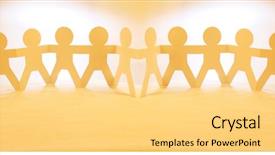  Presentation with team hands - PPT layouts consisting of team of paper chain people background and a yellow colored foreground