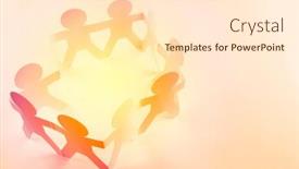  Presentation with team hands - Beautiful slide set featuring team-of-paper-chain-people backdrop and a lemonade colored foreground