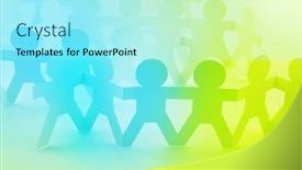  Presentation with chain - Presentation theme featuring team-of-paper-chain-people background and a arctic colored foreground