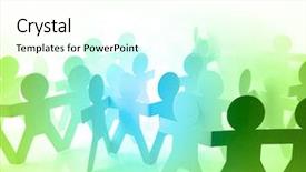  Presentation with doll paper - PPT theme having team of paper doll people background and a pink colored foreground